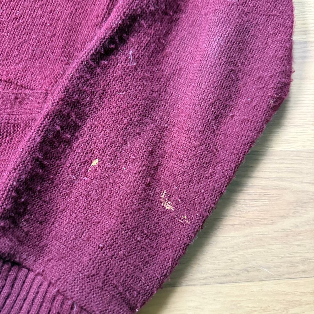 Men's Vintage 1980's Wine Red Maroon Cardigan Knit Golf Light Sweater Sz Medium - Picture 3 of 9